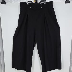 eShakti Black Pleated wide leg sailor pants size 3x